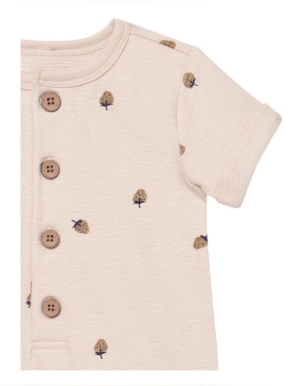 Modern Moments Girls 3-6M Tan Strawberry Cotton Henley Romper Boho Lightweight - Picture 2 of 15